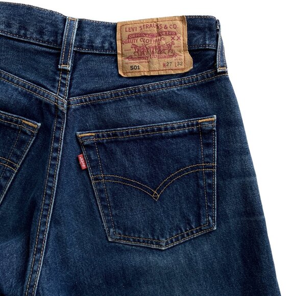 VINTAGE LEVIS 501 DARK BLUE WASH RED TAB DENIM JEANS 27 x 32 30 - Picture 6 of 7